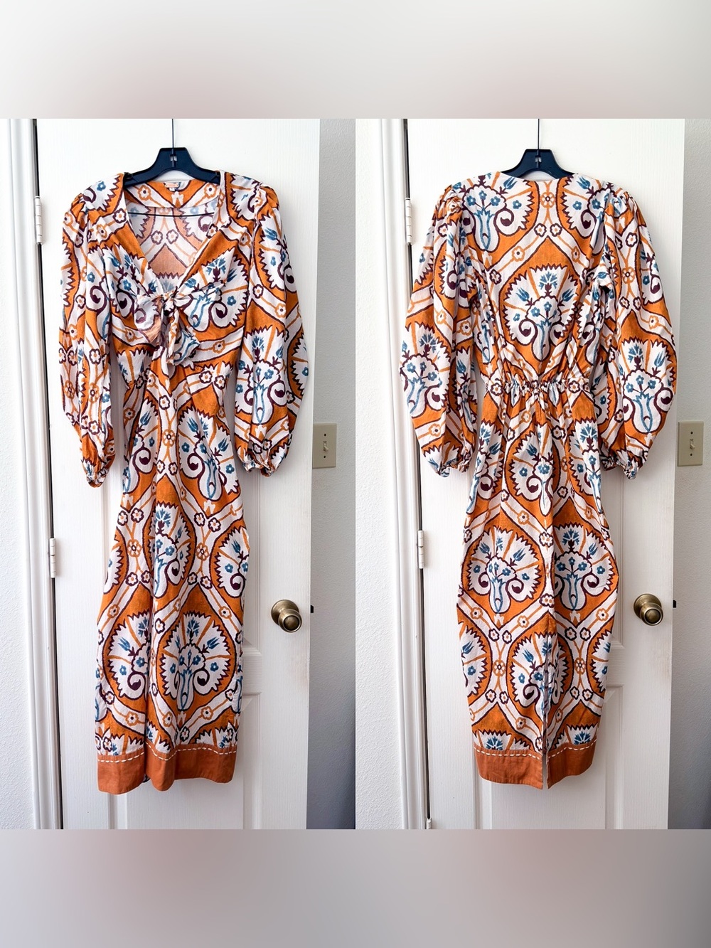 Johanna Ortiz Couscous Joy Midi Dress Shells Print 8 EUC - Picture 2 of 8